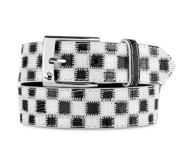 Men's Custom Lizard Checkered Patchwork Belt