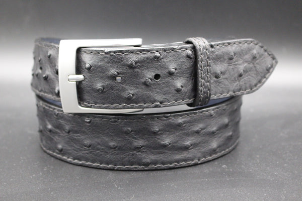 38" Black Ostrich Belt