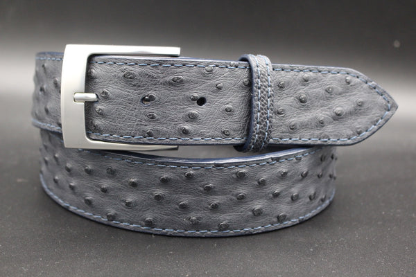 38" Navy Ostrich Belt