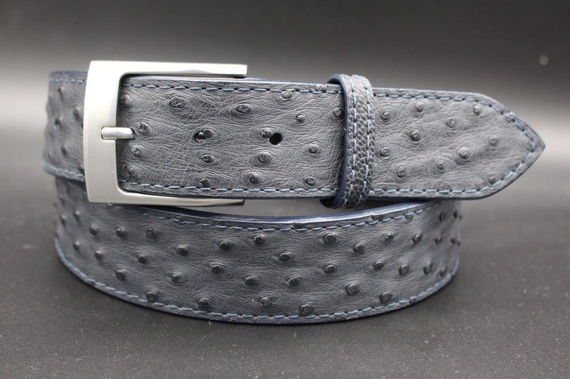 38" Navy Ostrich Belt