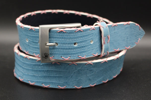 39" Sky Lizard Belt With X Pick Stitching