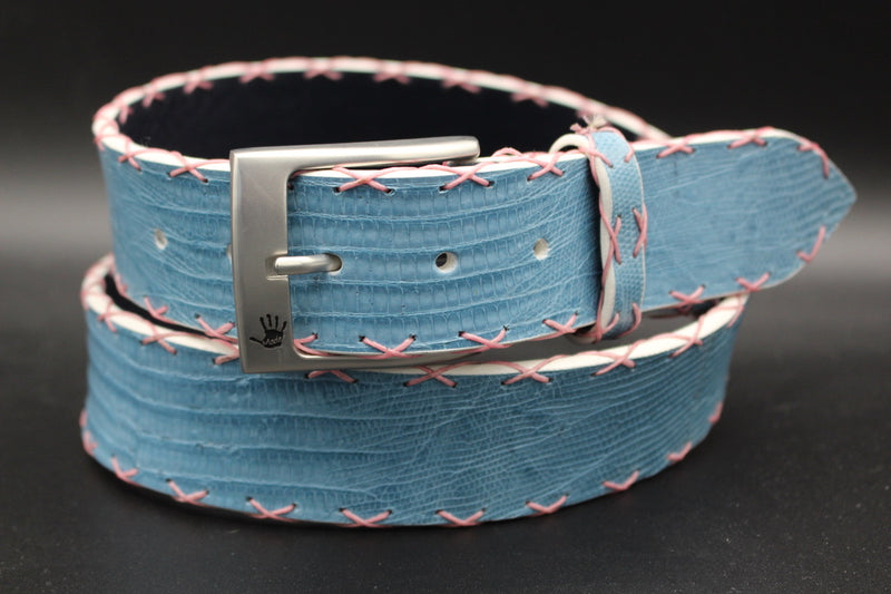 39" Sky Lizard Belt With X Pick Stitching