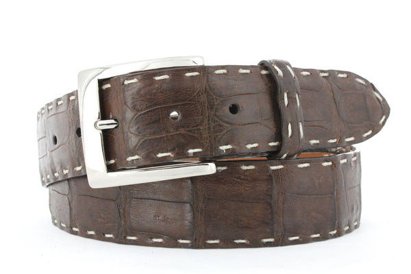 Handmade Brown Crocodile with White Hand Pickstiching