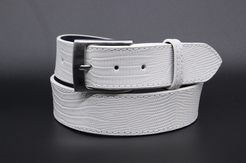37" White Lizard Belt