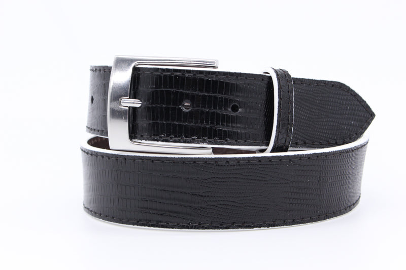 36" Black Lizard Belt with white edges
