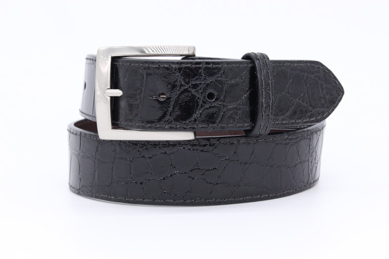 35" Black Glossy Alligator  Belt