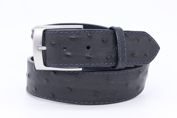 34" Navy Ostrich Belt