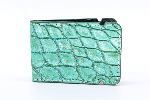 Hand Painted Alligator Cash Cover - Jade