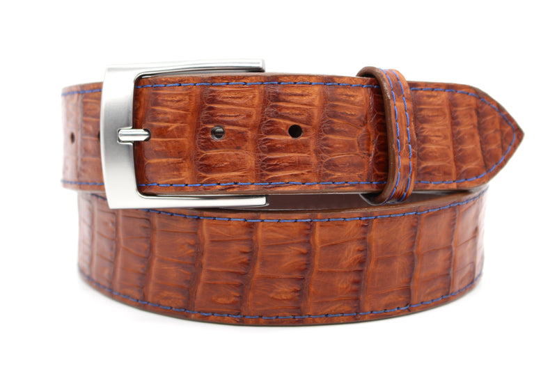 38" Cognac Caiman Crocodile Belt