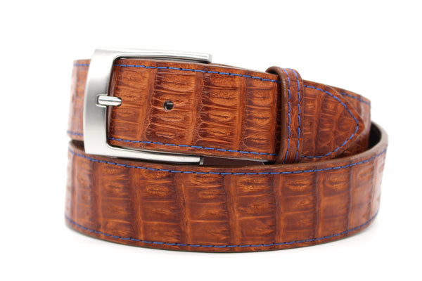 37" Cognac Caiman Crocodile Belt