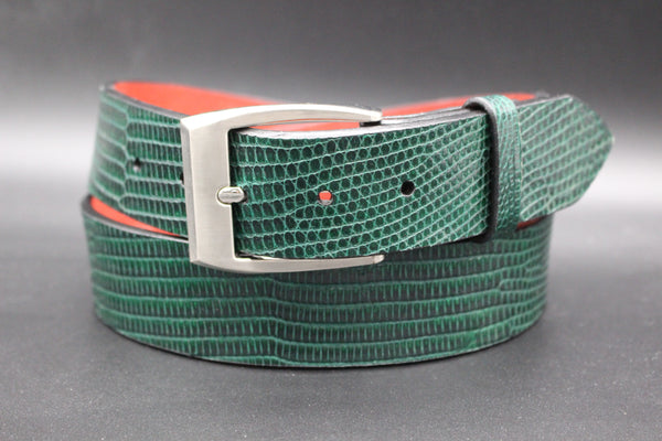 38" Hunter Green Lizard Belt