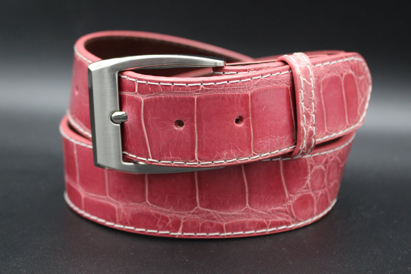 34" Glossy Pink Alligator Belt