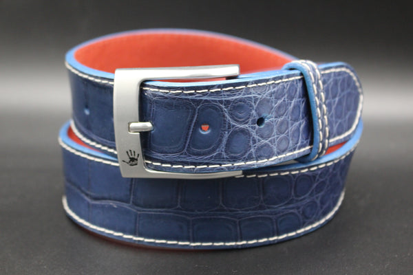 35.5" Blue Jean Alligator Belt