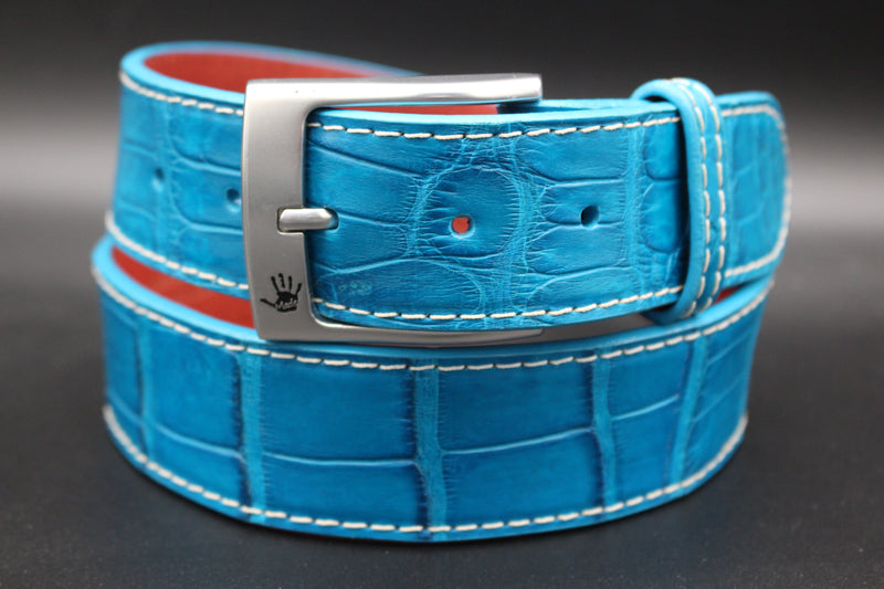 35.5"Miami Blue Alligator Belt