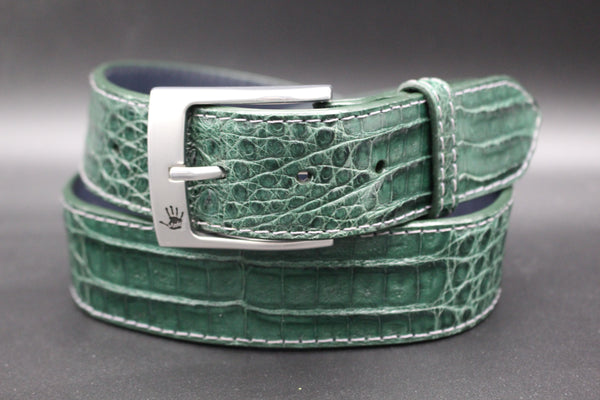 37" Colombian Crocodile Belt - Hunter Green