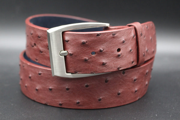 35.5" Wine Ostrich Belt