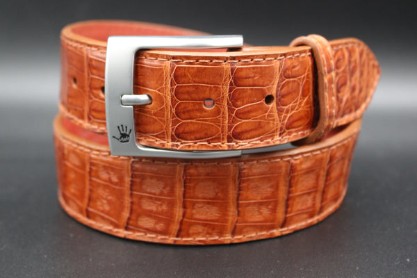 35" Colombian Crocodile Belt - Cognac