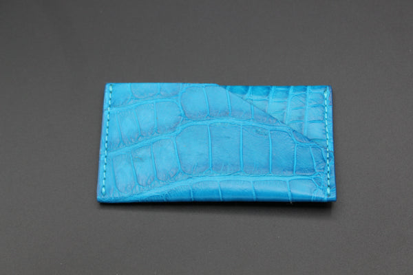 Alligator 2 Pocket Slim  Card Holder - Miami Blue