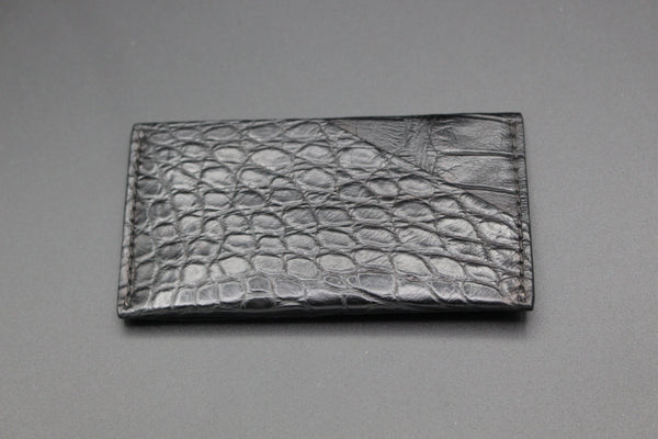 Alligator 2 Pocket Slim  Card Holder - Black