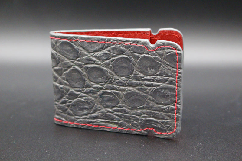 Colombian Crocodile Cash Cover - Grey/Red
