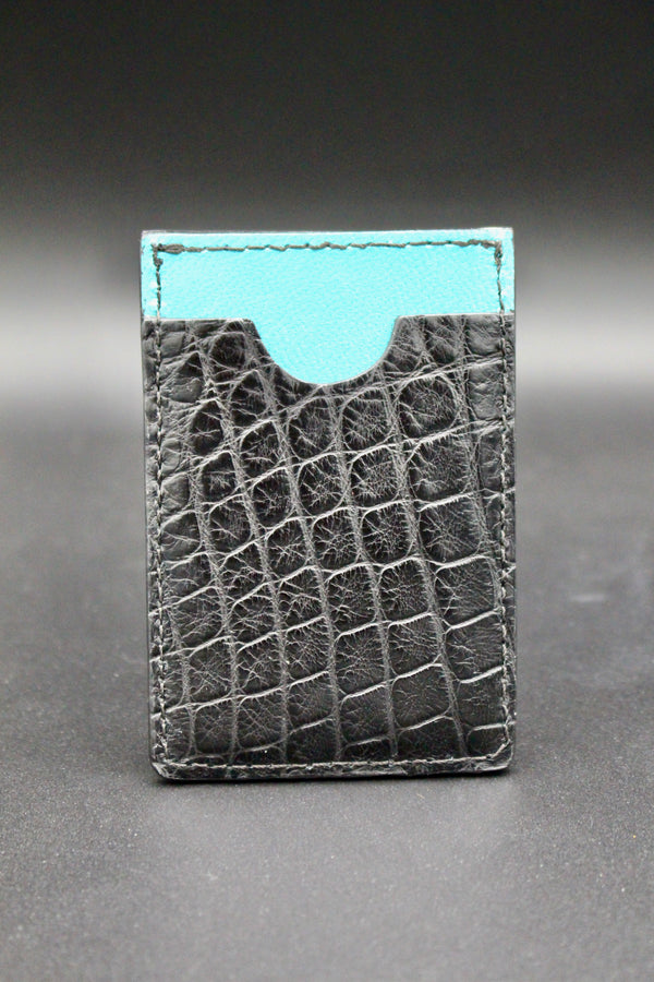 3 Pocket Card Holder - Black Alligator