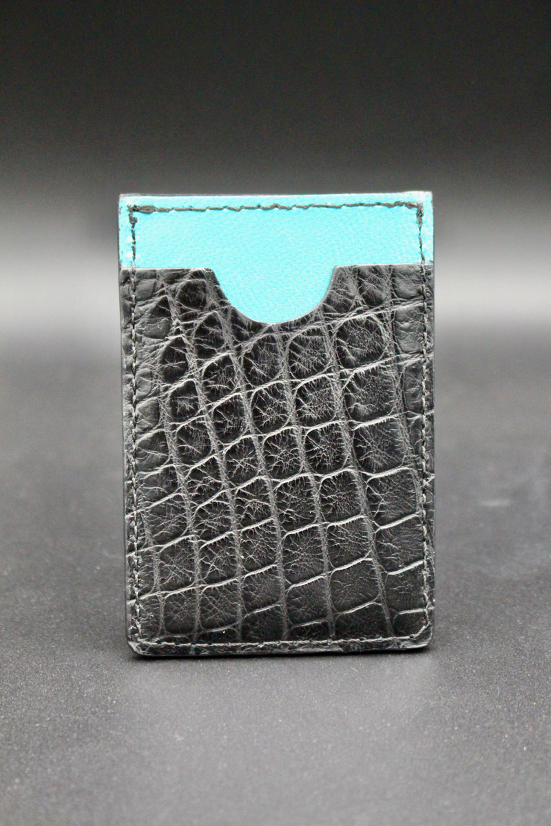 3 Pocket Card Holder - Black Alligator