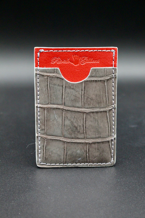 3 Pocket Card Holder - Grey Alligator