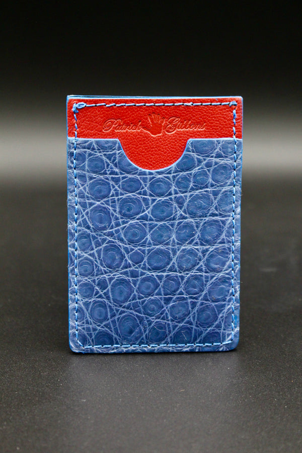 3 Pocket Card Holder -Blue Alligator