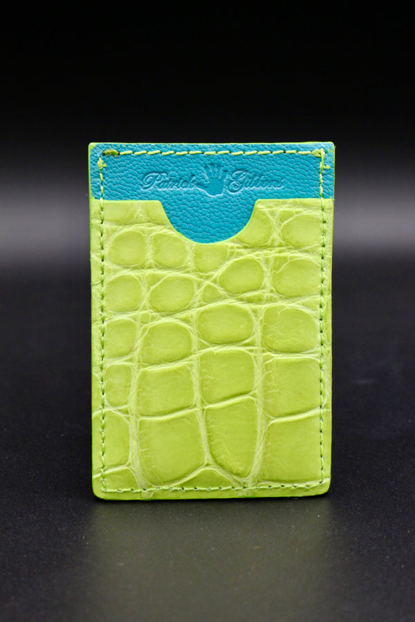 3 Pocket Card Holder -LIme Alligator
