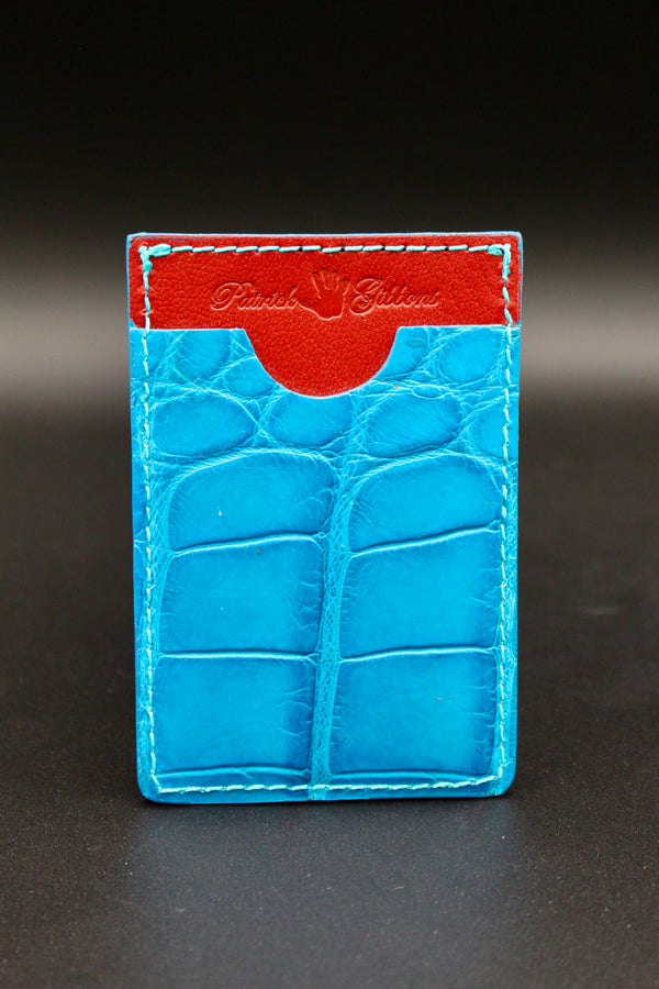 3 Pocket Card Holder - Gulf Blue Alligator