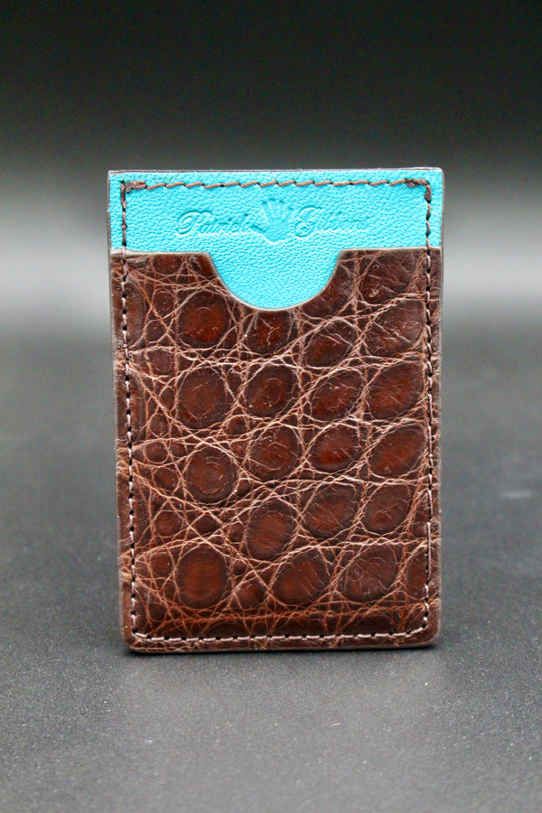 3 Pocket Card Holder - Brown Alligator