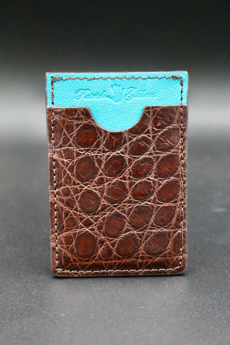 3 Pocket Card Holder - Brown Alligator
