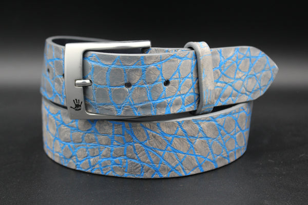 36" Hand Painted Alligator - Grey & Sky
