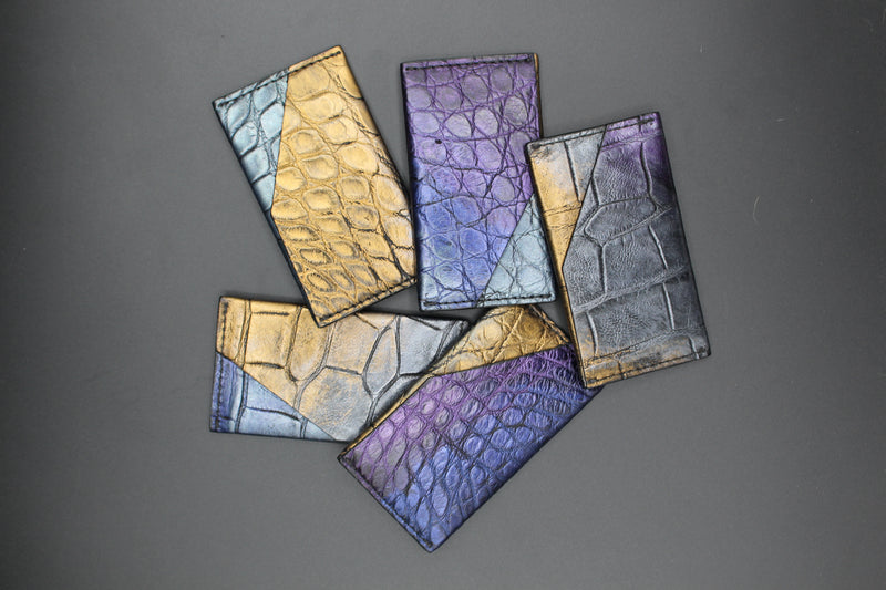 Alligator 2 Pocket Slim  Card Holder - Oil Spill