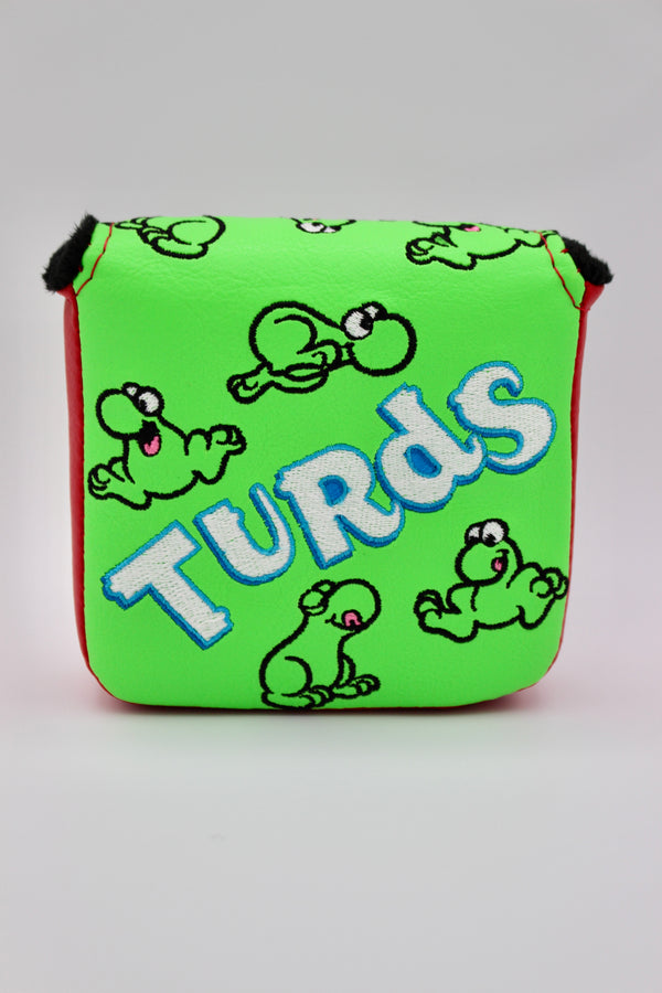 "Turds" Mallet Putter Cover Lime/Cherry