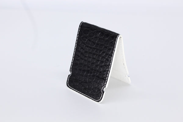 Black Matte Alligator Cash Cover - White