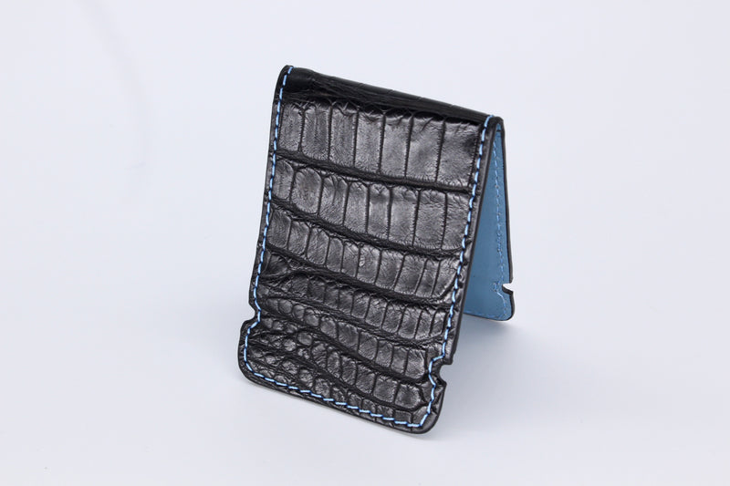 Black Matte Alligator Cash Cover - Sky