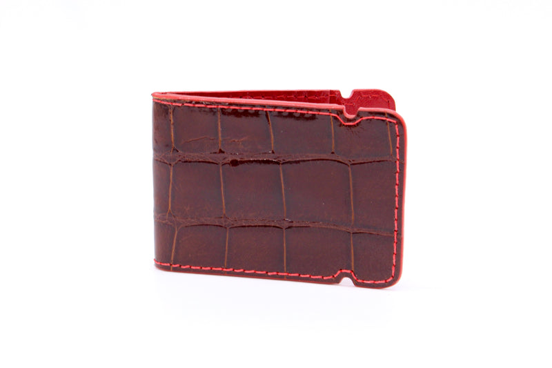 Chestnut Alligator Cash Cover - Red Stitching