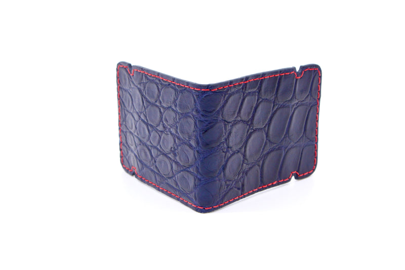 Navy Alligator Cash Cover - Red Stitching