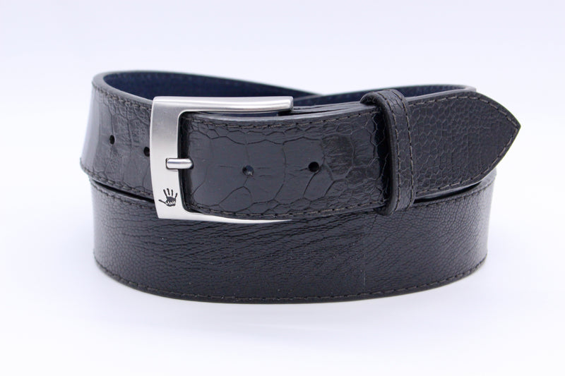 41" Black Ostrich Leg  Belt