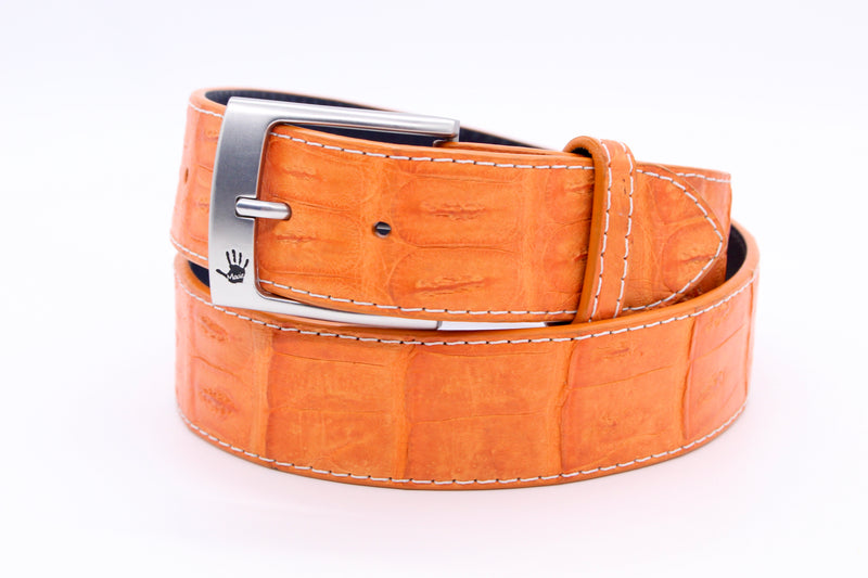 36" Orange Caiman Crocodile Belt