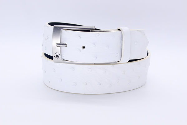 34" White Ostrich  Belt