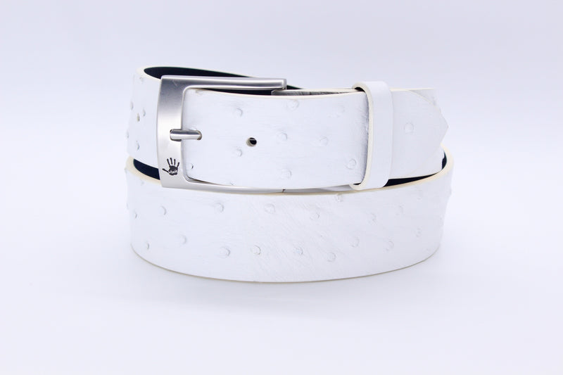 34" White Ostrich  Belt