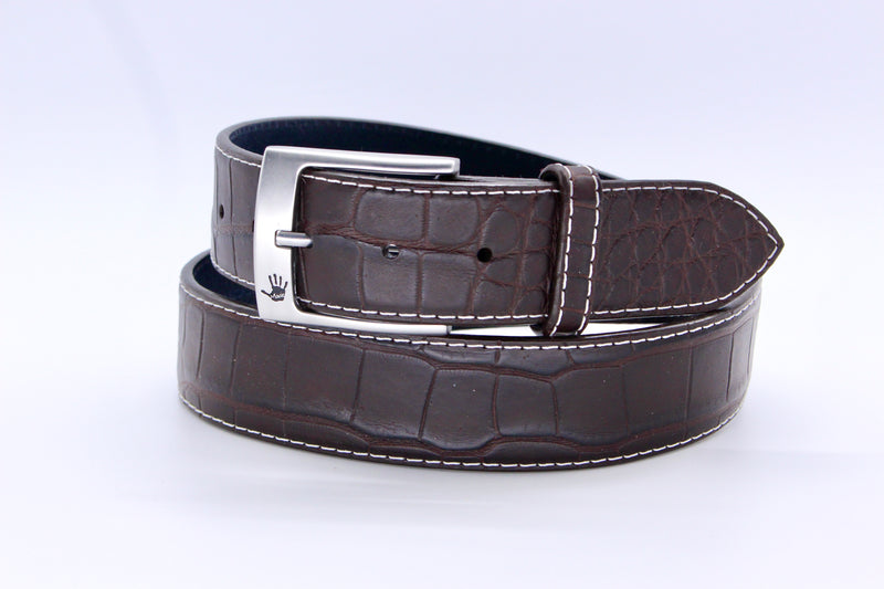 37" Brown Matte Alligator Belt