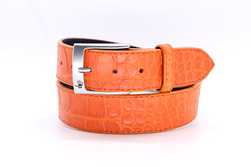 ORANGE HANDMDE GENUINE ALLIGATOR CROCODILE LEATHER BELT FOR HERMES