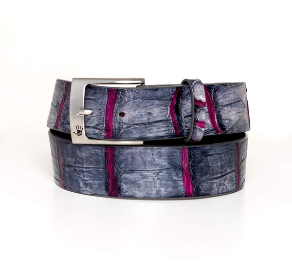 "Charcoal and Burgundy" Hand-Painted Belt