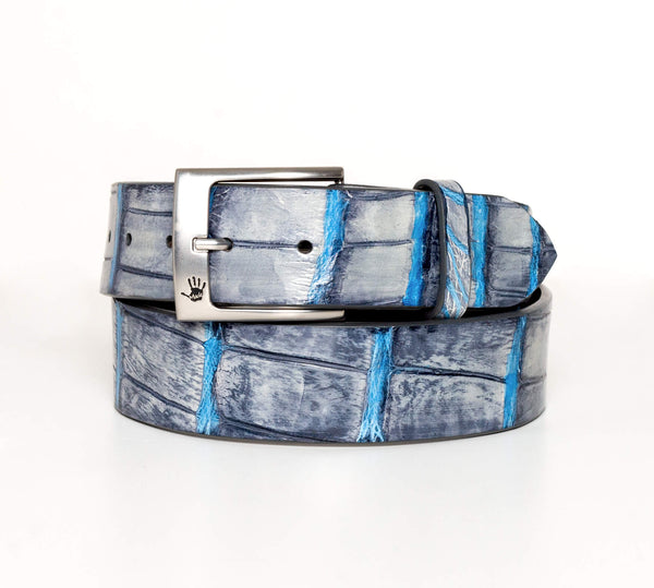 "Charcoal And Sky" Hand-Painted Belt