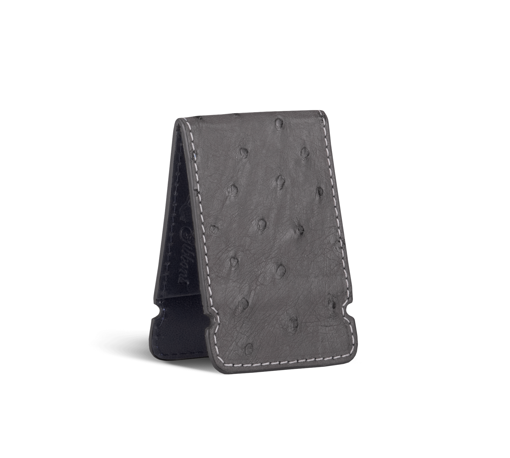 Gibbons Handmade Wallets Grey Ostrich Cash Cover Patrick Gibbons