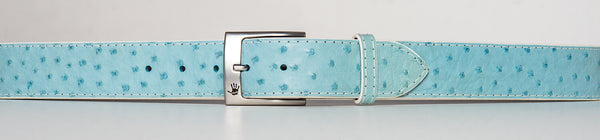 Blue ostrich belt