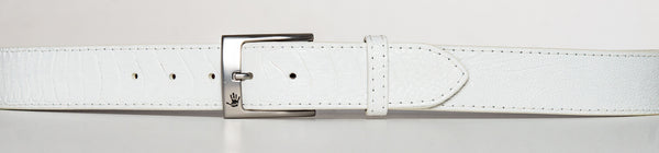 white ostrich leg belt
